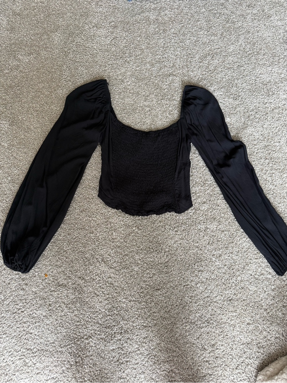 Nordstrom Black Smocked Long-Sleeve Women’s Top size S
